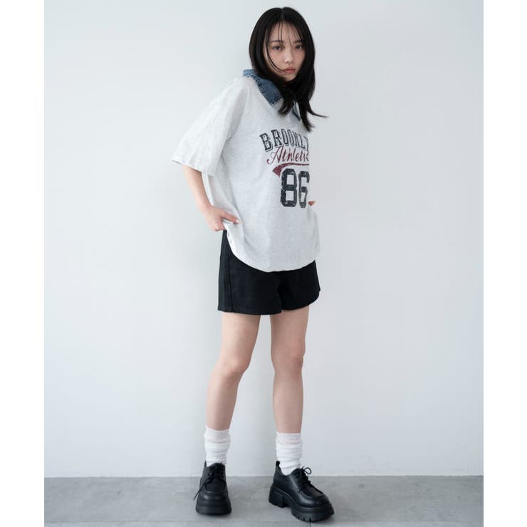 デニム襟付きロゴT | WEGO【WOMEN】 | 詳細画像16 