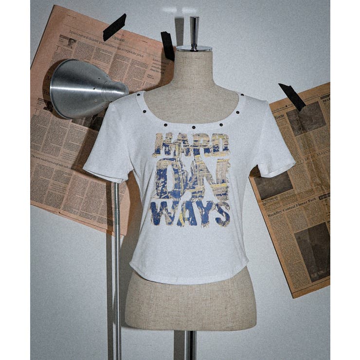 スタッズネックロゴクロップドT | WEGO【WOMEN】 | 詳細画像2 