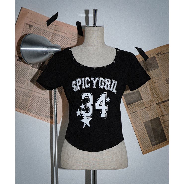 スタッズネックナンバーロゴT | WEGO【WOMEN】 | 詳細画像3 