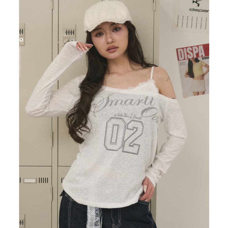 ホワイト | ワンショルダーナンバリングロゴT | WEGO【WOMEN】