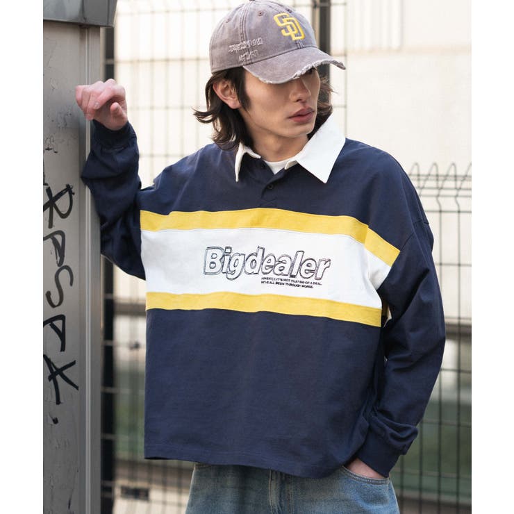 ネイビー | ステッチロゴラガーシャツ | WEGO【MEN】