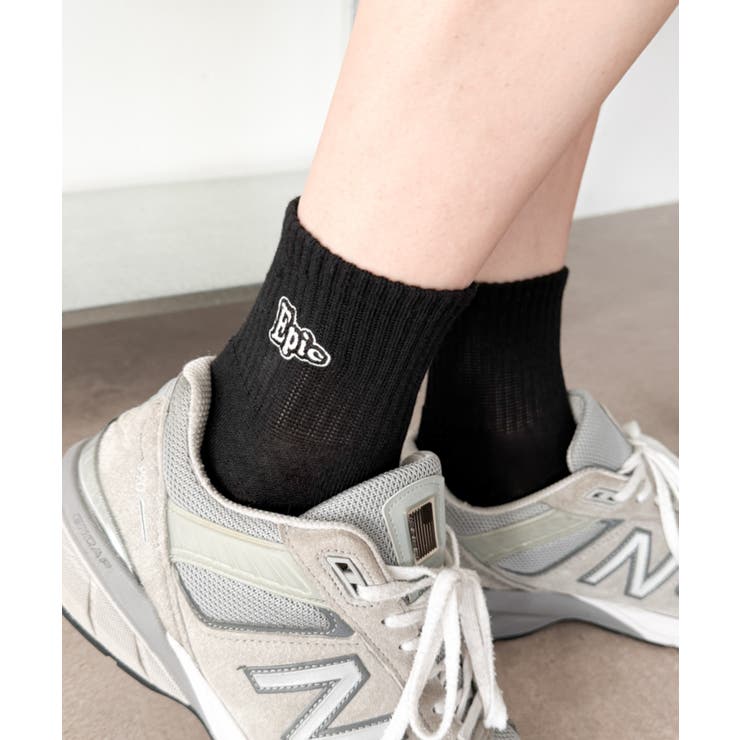 ブラック | Epic刺繍ロゴアンクルパイルソックス | WEGO【MEN】