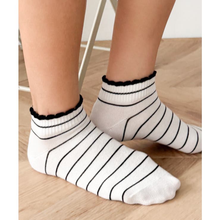 ホワイト | ボーダーショートソックス | WEGO【WOMEN】