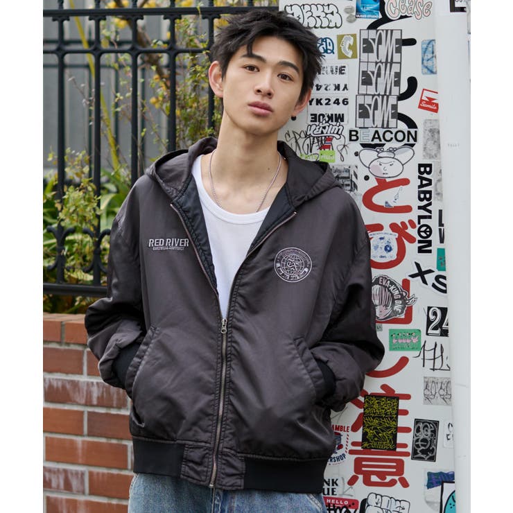 ピグメントロゴフードブルゾン | WEGO【MEN】 | 詳細画像2 