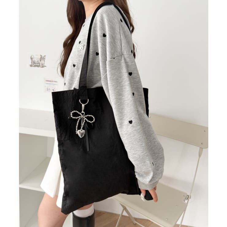 ブラック | チャーム付きA4トートバッグ | WEGO【MEN】