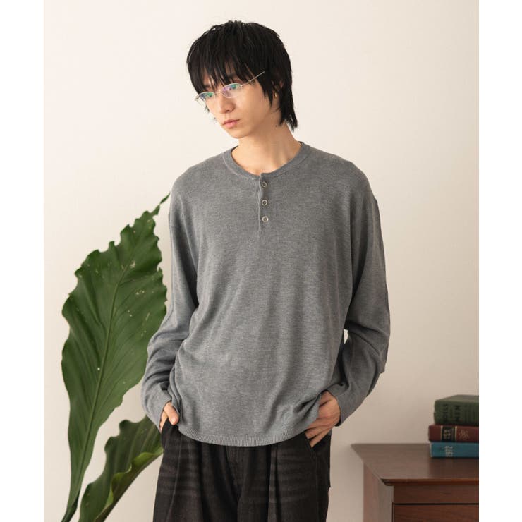 グレー | リングドットヘンリーネックプルオーバー | WEGO【MEN】