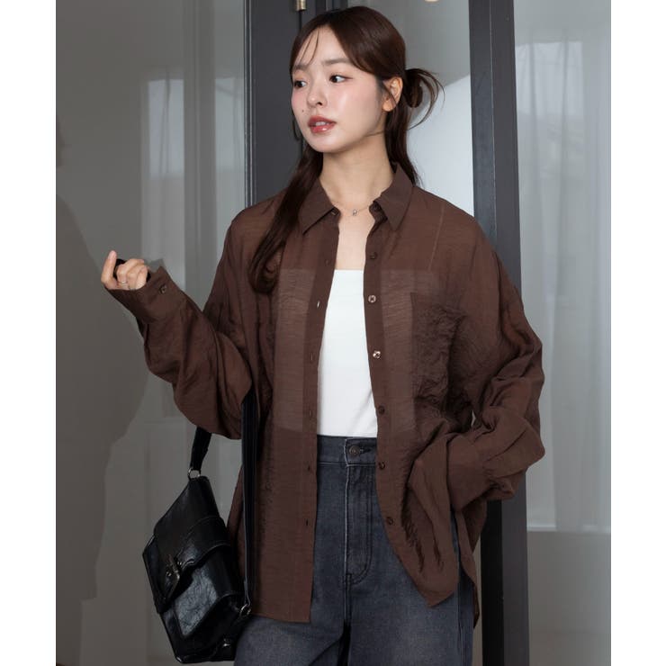 ダークブラウン | シアーシャツ | WEGO【WOMEN】