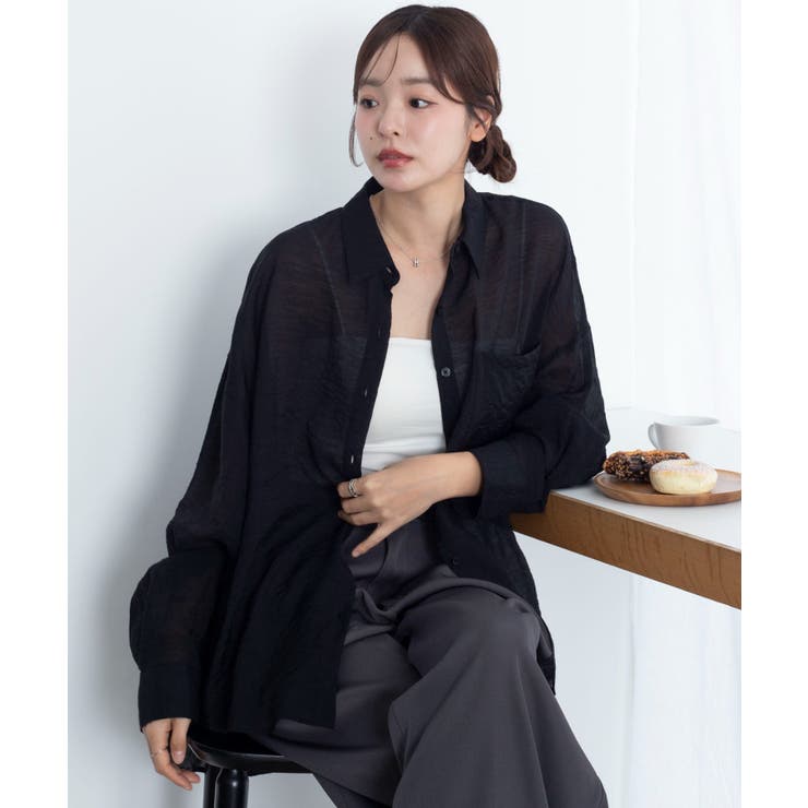 ブラック | シアーシャツ | WEGO【WOMEN】