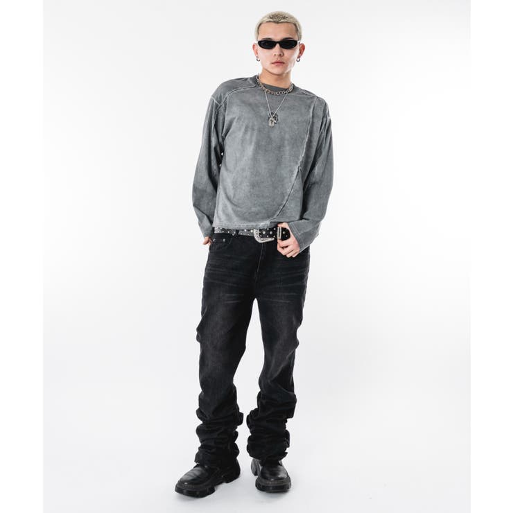 シャーリングフレアデニムスキニーパンツ | WEGO【MEN】 | 詳細画像3 