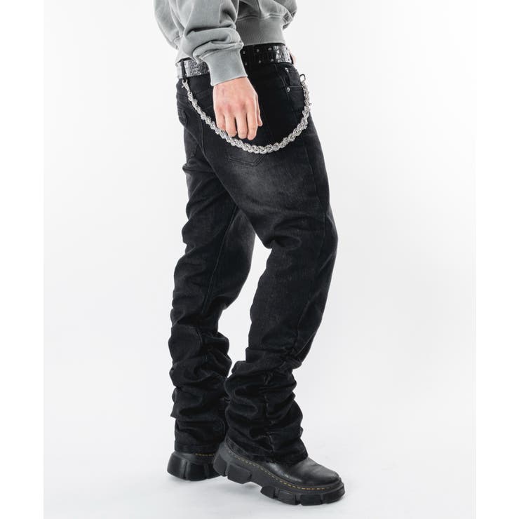 シャーリングフレアデニムスキニーパンツ | WEGO【MEN】 | 詳細画像10 