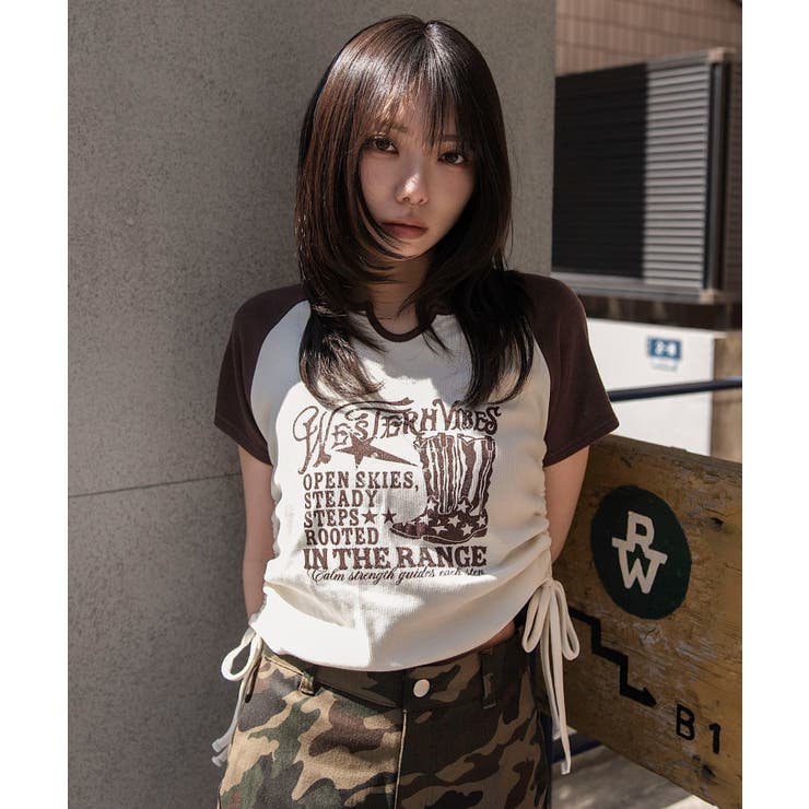柄6 | キーネックサイドレースアップちびT | WEGO【WOMEN】