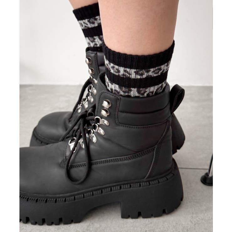 ブラック | レオパードラインソックス | WEGO【WOMEN】
