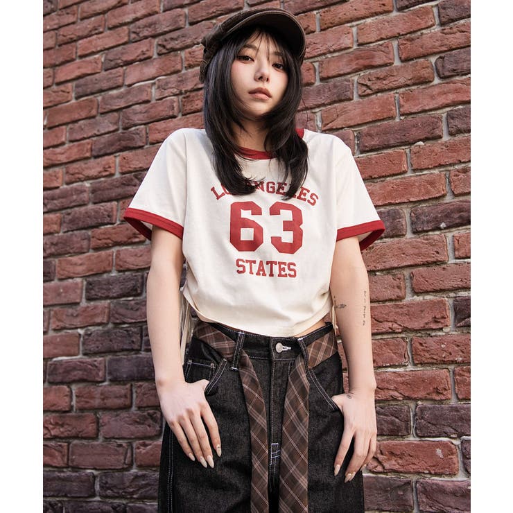 柄4 | グラフィックサイドリボンドロストショートT | WEGO【WOMEN】