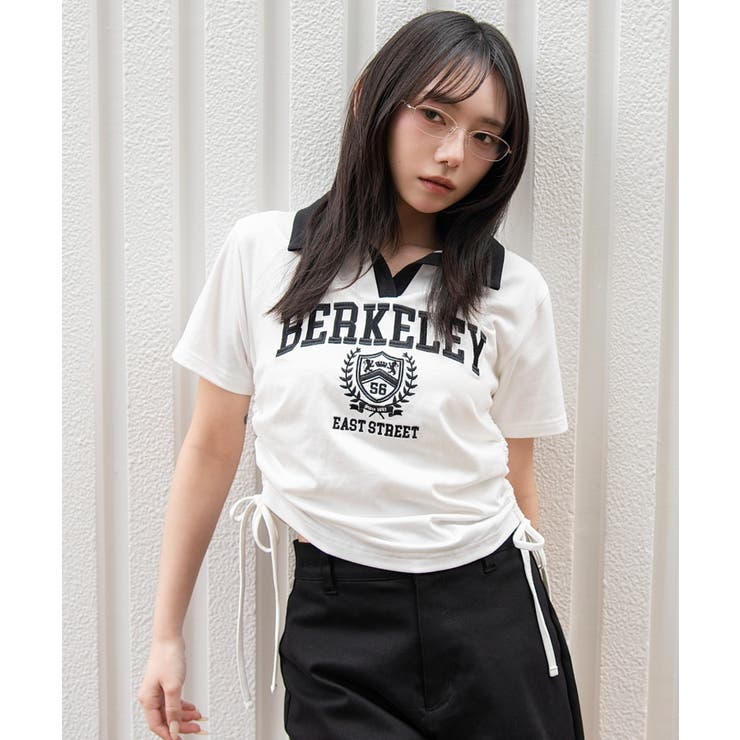 ホワイト | スキッパーサイドドロストT | WEGO【WOMEN】