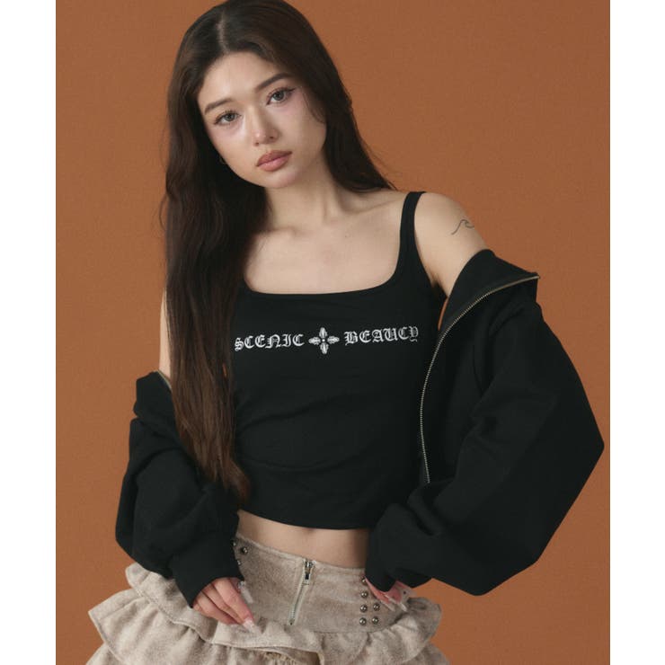 ブラック | ダブルストラップロゴキャミ | WEGO【WOMEN】
