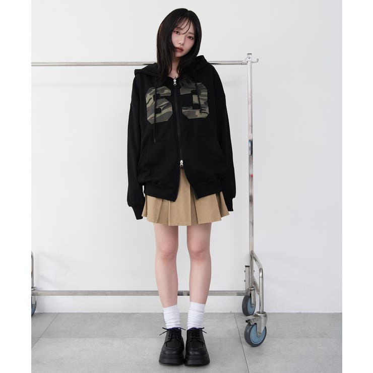 カモフラナンバリングジップパーカー | WEGO【WOMEN】 | 詳細画像3 