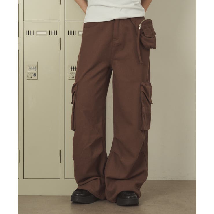 ブラウン | ポーチ付きウォッシュドカーゴパンツ | WEGO【WOMEN】
