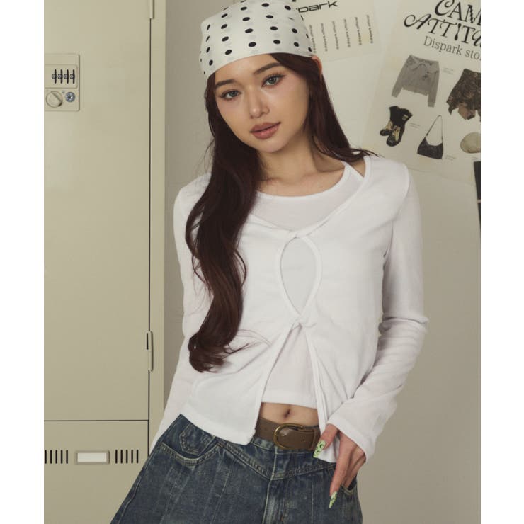 ホワイト | センターホールレイヤードトップ | WEGO【WOMEN】