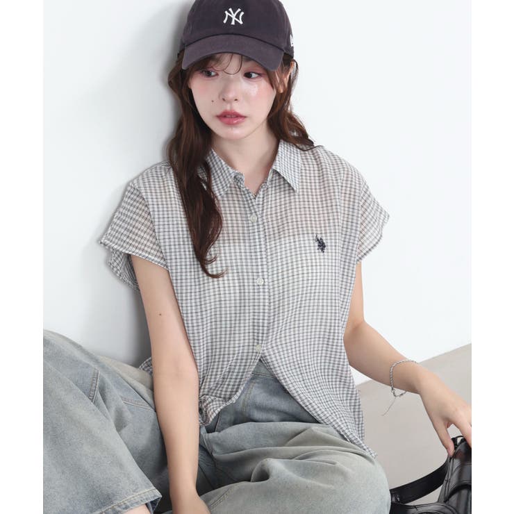 ホワイト | U.S. POLO ASSN.別注 フレンチスリーブシャツ | WEGO【WOMEN】