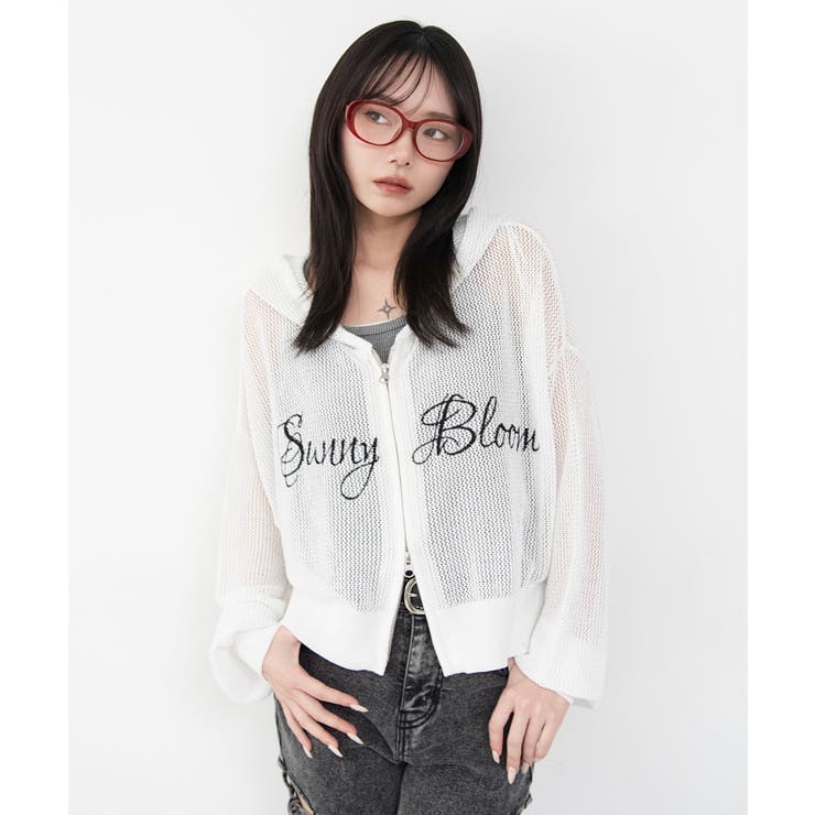 刺繍ロゴメッシュニットパーカー | WEGO【WOMEN】 | 詳細画像9 