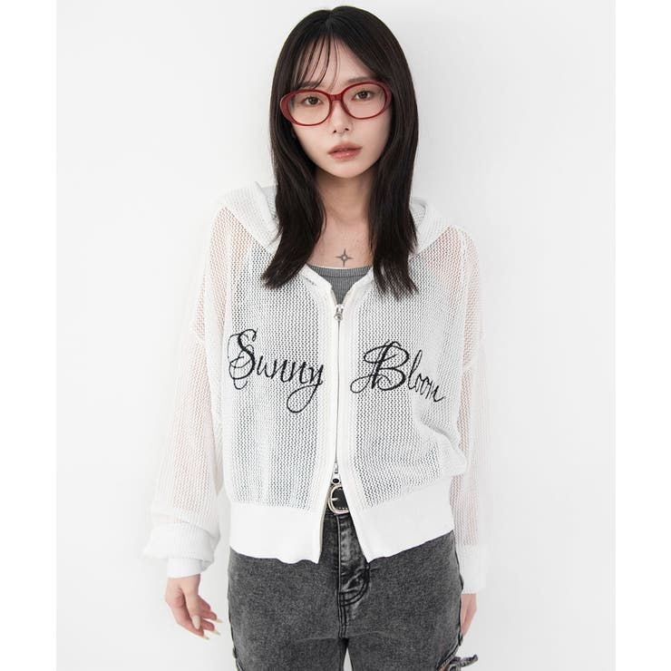 刺繍ロゴメッシュニットパーカー | WEGO【WOMEN】 | 詳細画像10 