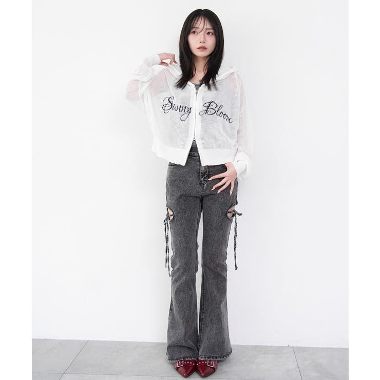 刺繍ロゴメッシュニットパーカー | WEGO【WOMEN】 | 詳細画像12 