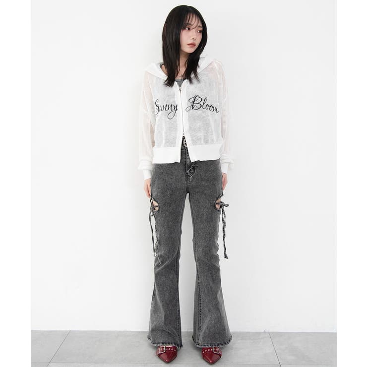 刺繍ロゴメッシュニットパーカー | WEGO【WOMEN】 | 詳細画像13 