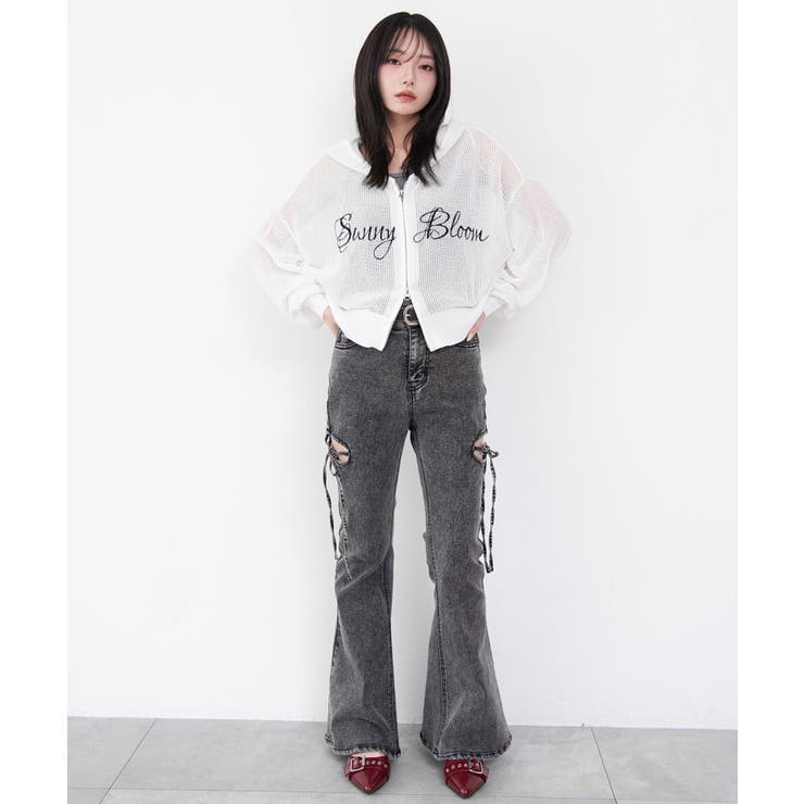 刺繍ロゴメッシュニットパーカー | WEGO【WOMEN】 | 詳細画像14 