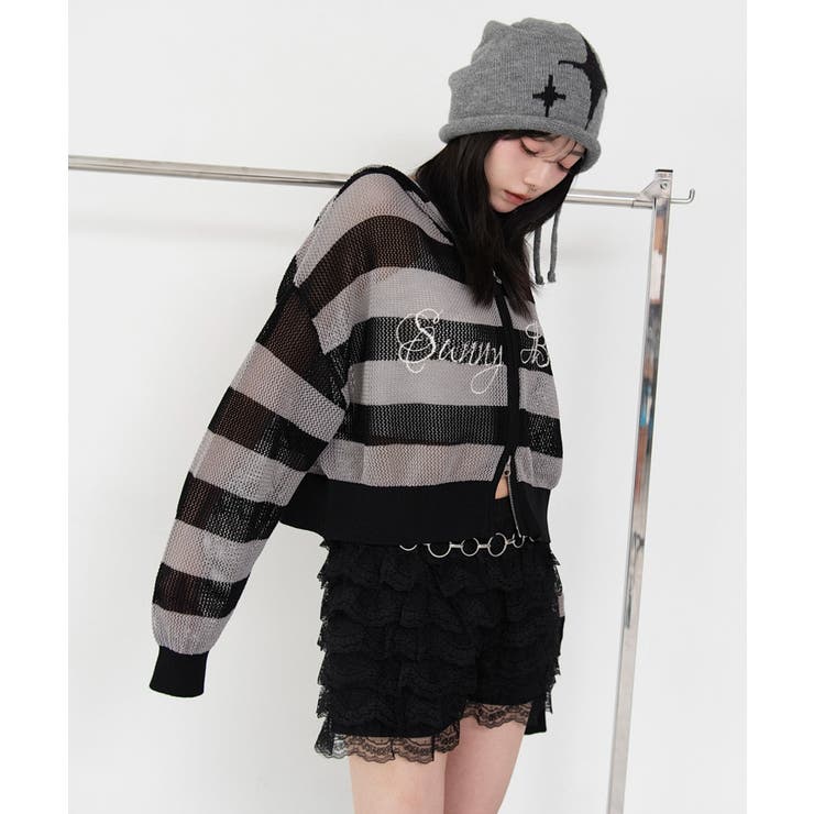 刺繍ロゴメッシュニットパーカー | WEGO【WOMEN】 | 詳細画像16 