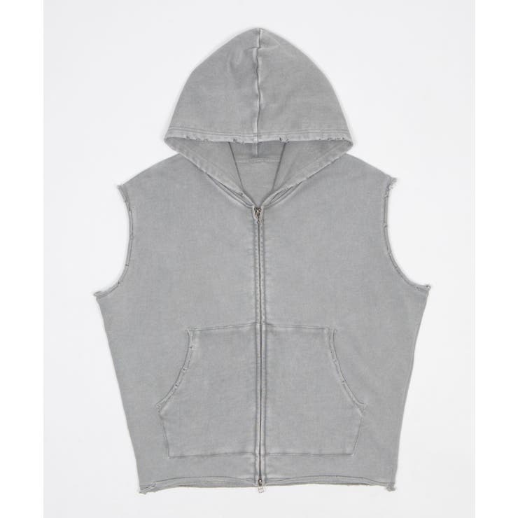 ブリーチダメージノースリーブZIPパーカー | WEGO【MEN】 | 詳細画像1 