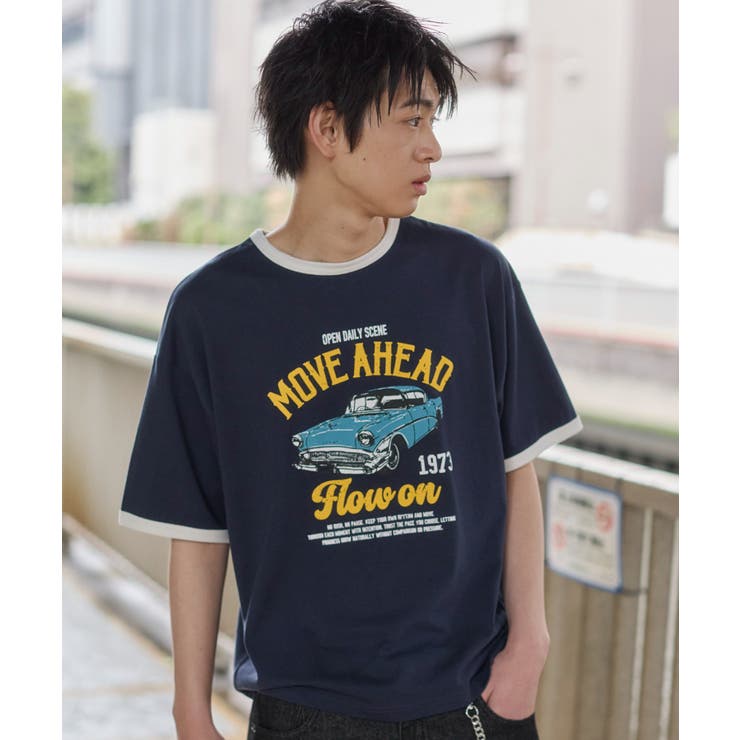 ネイビー | グラフィックリンガーT(SS) | WEGO【MEN】