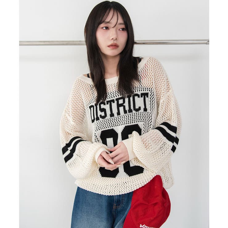 メッシュナンバリングニット | WEGO【WOMEN】 | 詳細画像8 