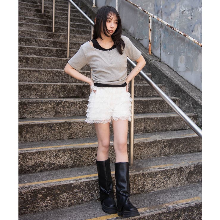 レイヤードキーネック半袖T | WEGO【WOMEN】 | 詳細画像3 