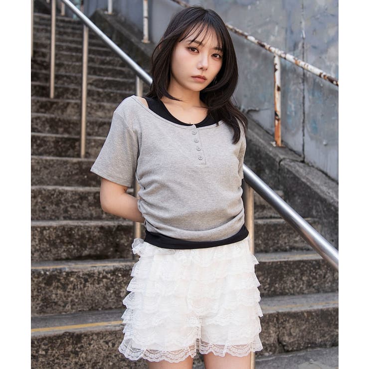 レイヤードキーネック半袖T | WEGO【WOMEN】 | 詳細画像13 