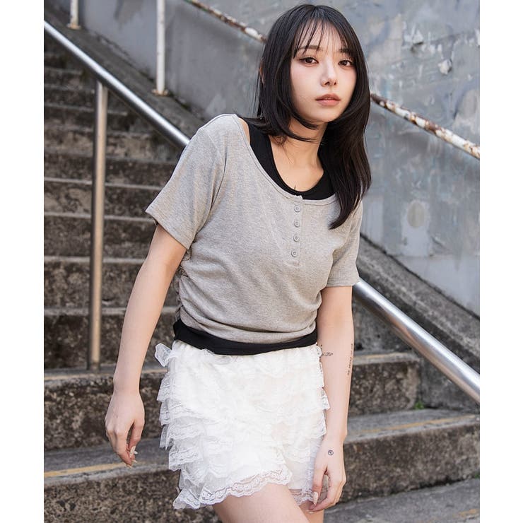 レイヤードキーネック半袖T | WEGO【WOMEN】 | 詳細画像14 