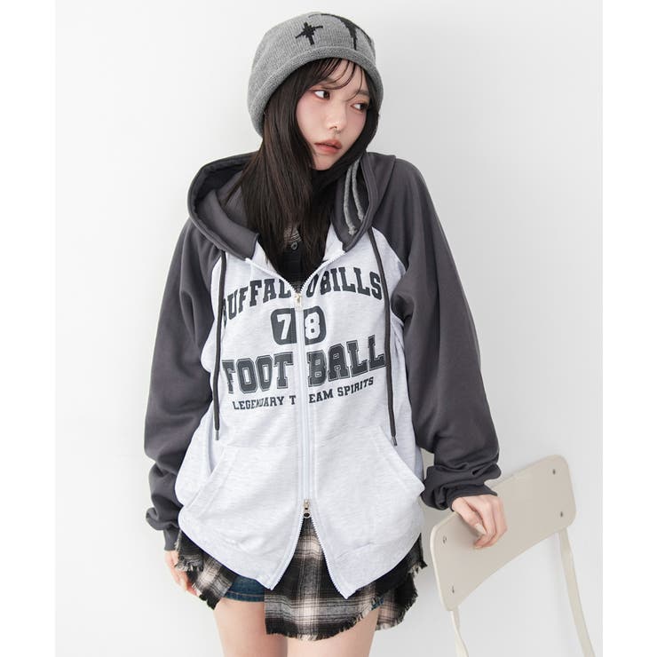 カレッジラグランジップパーカー | WEGO【WOMEN】 | 詳細画像14 