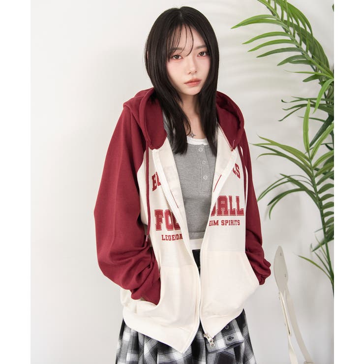 カレッジラグランジップパーカー | WEGO【WOMEN】 | 詳細画像16 