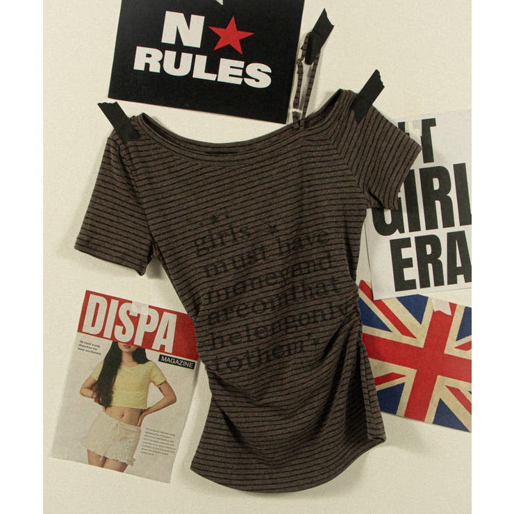 グレー | チョーカー付きボーダーロゴSSトップ | WEGO【WOMEN】