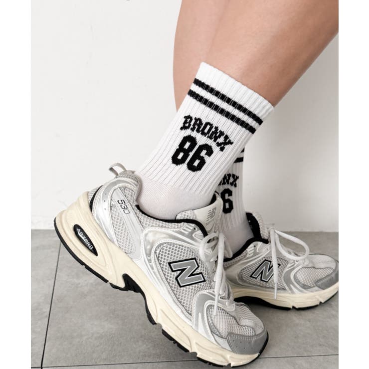 ホワイト | ナンバリング2ラインソックス | WEGO【WOMEN】