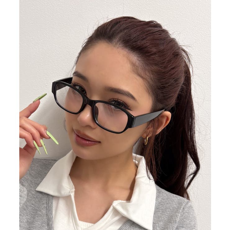 ブラック | シンプルスクエアフレームアイウェア | WEGO【MEN】