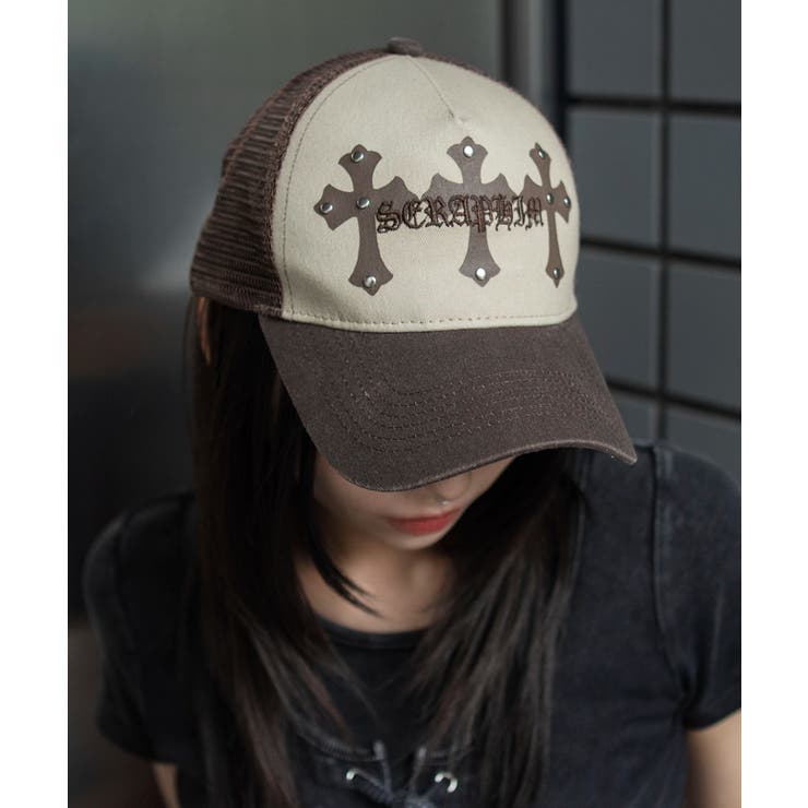 ブラウン | クロススタッズメッシュキャップ | WEGO【MEN】