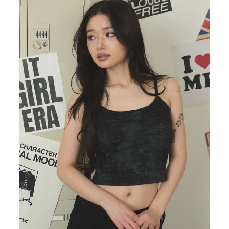 ブラック | レターガラキャミ | WEGO【WOMEN】