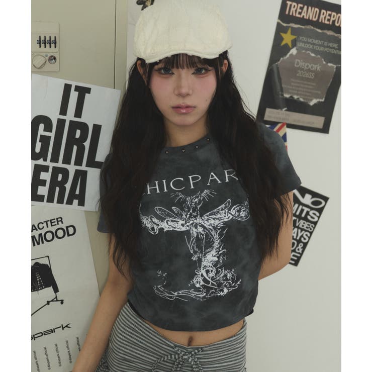 113 | スタッズネックギャザーT | WEGO【WOMEN】