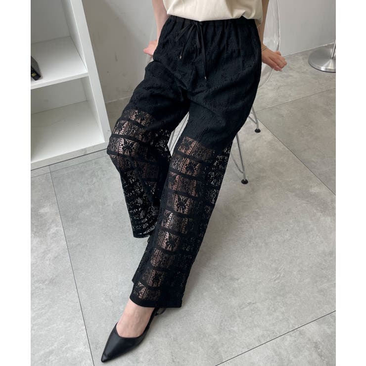 ブラック | パッチワークレースパンツ | WEGO【WOMEN】