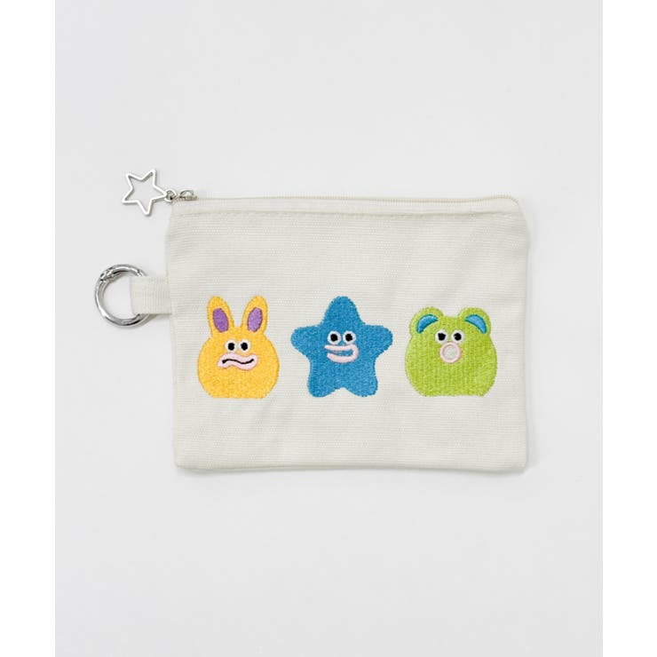 ホワイト | モンスター刺繍ポーチ | WEGO【WOMEN】