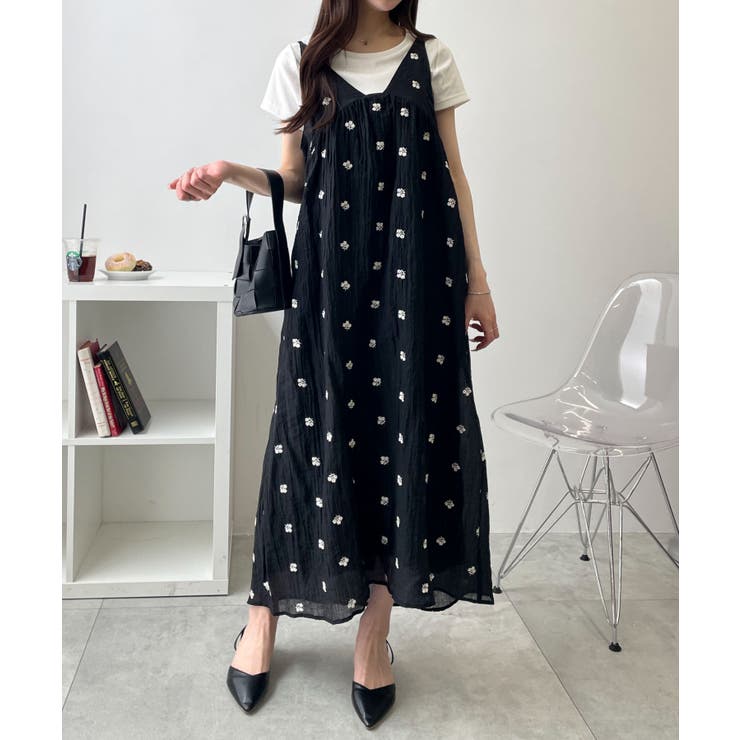ブラック | 楊柳刺繍キャミワンピ | WEGO【WOMEN】