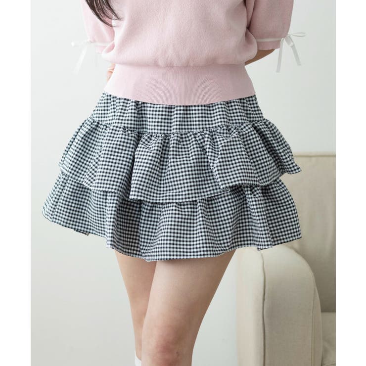ブラック | ギンガムティアードミニスカート | WEGO【WOMEN】