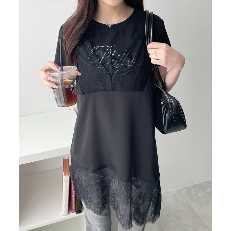 ブラックその他 | レース切替サテンキャミ | WEGO【WOMEN】