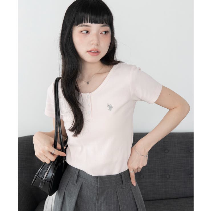 ライトピンク | 別注USPOLOヘンリーネックT | WEGO【WOMEN】