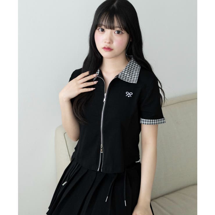 ブラック | チェックカラージップトップ | WEGO【WOMEN】